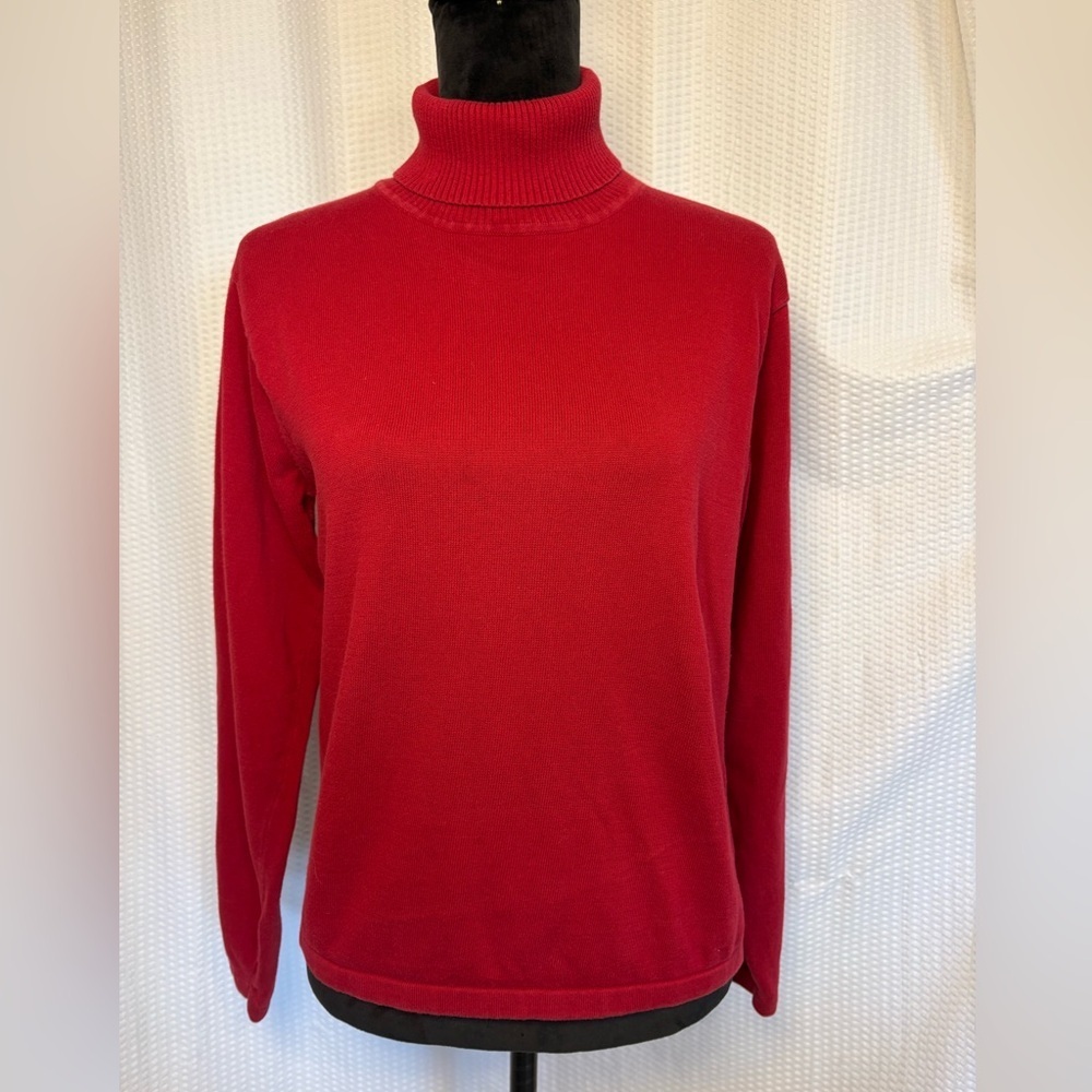 Woolrich 100% cotton women’s ruby red long sleeve turtleneck sweater size Large